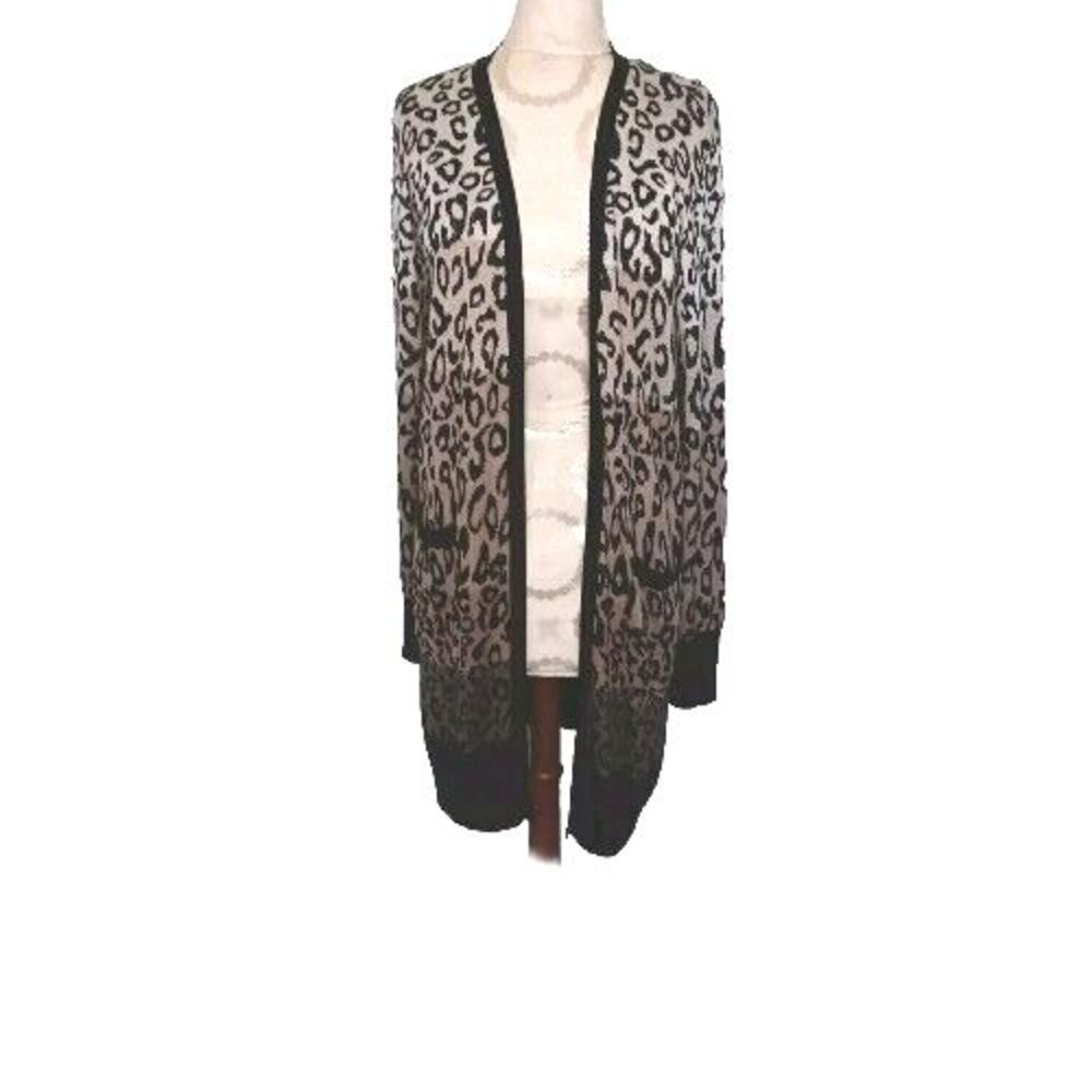 Oliver Leopard Print Cardigan Size Large Viscose Ombre Beige Brown Black